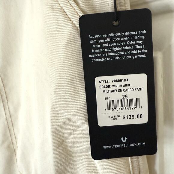 True Religion Military SN Cargo Pants Size 29 Winter White MSRP $139 NWT Womens - Picture 4 of 10